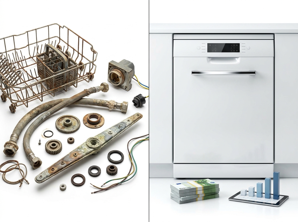 Side-by-side comparison of old and new dishwasher cost analysis
