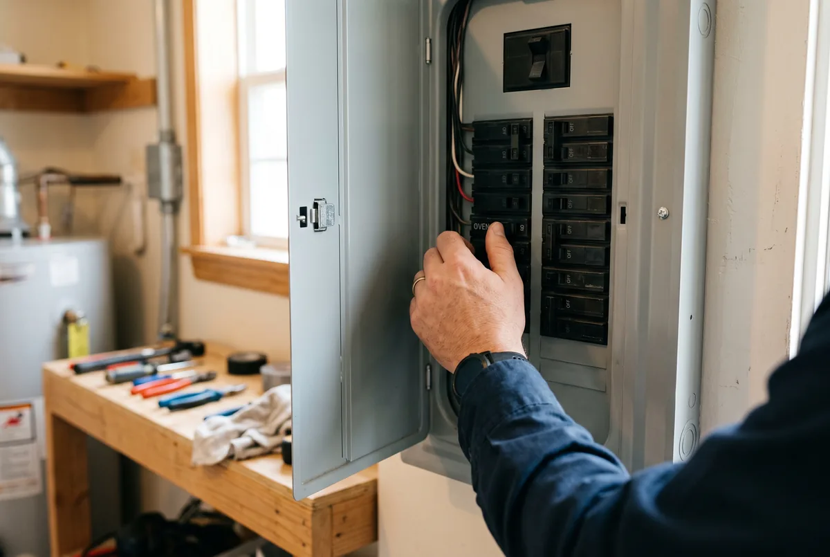 Turning off the oven breaker before checking the appliance